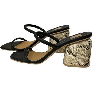 Dolce Vita Noxie Black Stella Square Toe Strappy Sandals  Reptile Heel Sz 9